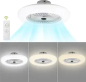 Wentylatory sufitowe - Fiqops 80W Wentylator sufitowy Pokój Biały Chłodnica z Podświetleniem LED Nowoczesny Ściemnialny Living - miniaturka - grafika 1