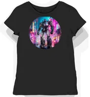 Koszulki i topy damskie - Koszulka damska czarna z motywem srebrnego robota XL - miniaturka - grafika 1