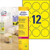 Etykiety do drukarek - Avery Zweckform Etykiety papierowe okrągłe 63,5mm ZWECKFORM usuwalne neon żółte 25 arkuszy 300 etykiet / L7670Y-25/ ZW574-6 - miniaturka - grafika 1