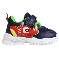 Buty dla chłopców - Buty Sportowe Dziecięce Z Dinozaurem Granatowe Modne Stylowe Chłopięce Wygodne Lekkie Sneakersy 21 - miniaturka - grafika 1