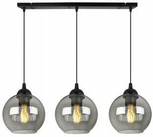 Lampa Sufitowa Wisząca Żyrandol Szklane Kule Potrójna Czarna Listwa Loft - Lampy sufitowe - miniaturka - grafika 1