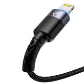 Kable USB - Tellur Data Cable, Usb To Lightning, Led, Nylon Braided, 1.2M, Black - miniaturka - grafika 1