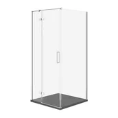 Kabiny prysznicowe - Kabina Prysznicowa Cersanit Jota 90X90X195 kwadratowa lewa transparentny brodzik Tako Slim 4cm Szary Mat S601-145 - miniaturka - grafika 1