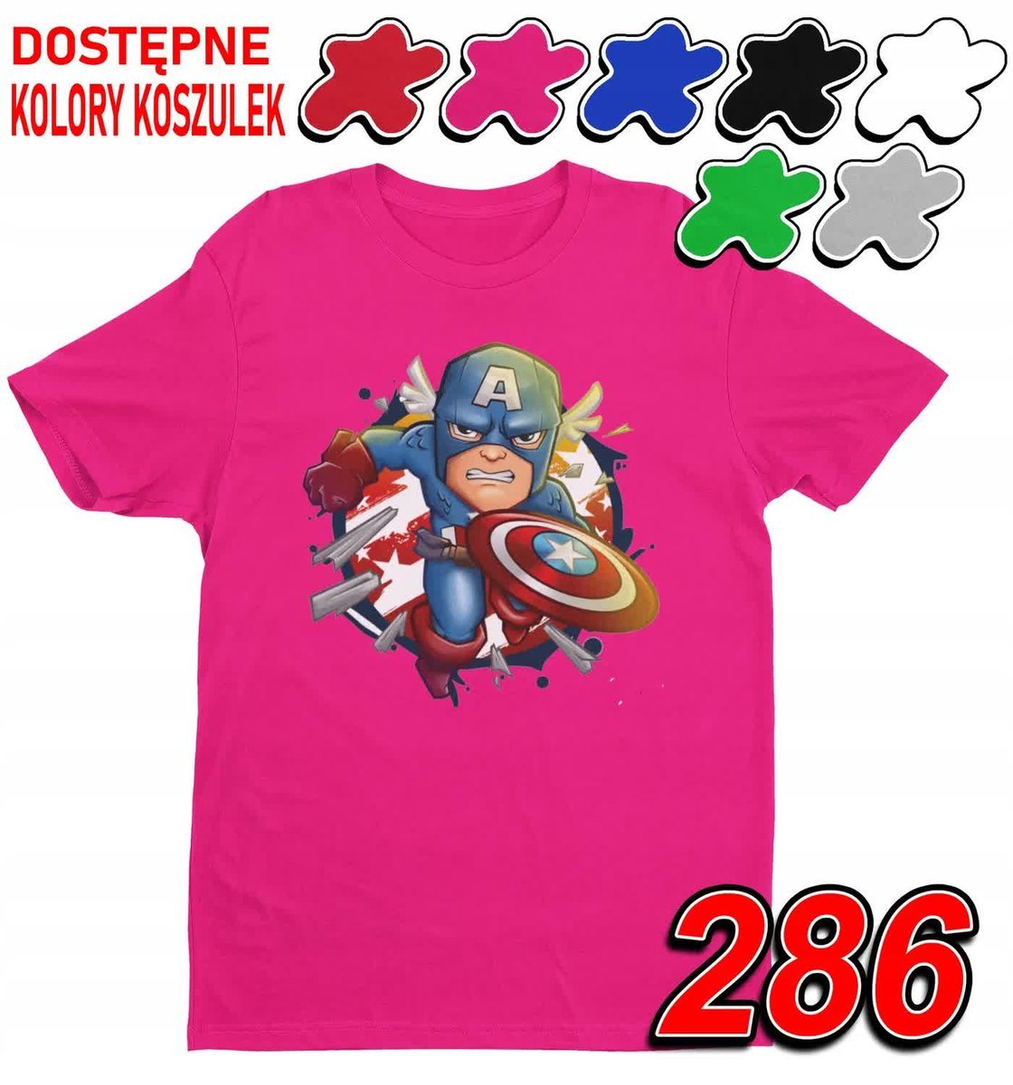 Dziecięca Koszulka T-Shirt Z Nadrukiem Kapitan Ameryka -M 134-140