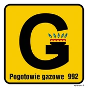 Tablice BHP - JD060 POGOTOWIE GAZOWE, FN - FOLIA SAMOPRZYLEPNA; (150X150MM) - miniaturka - grafika 1