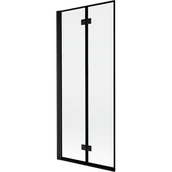 Parawany nawannowe - Mexen Mist parawan nawannowy 2-skrzydłowy lewy 80 x 150 cm, czarna ramka, czarny - 8A9-080-002-70-70-L - miniaturka - grafika 1