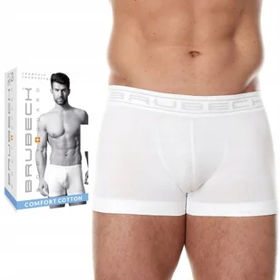 BRUBECK BX1005M bokserki męskie bezszwowe DOPASOWANE SZORTY biały - L - Majtki męskie - miniaturka - grafika 1