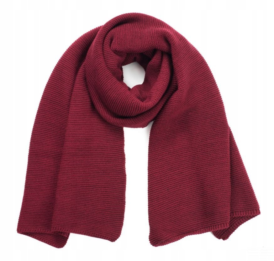 Szalik Damski Zimowy Miękki Bordowy Klasyczny Elegancki Casualowy Polski
