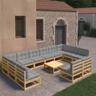 Meble ogrodowe - vidaXL 13-cz zestaw wypoczynkowy do ogrodu z poduszkami lita sosna 3077239 - miniaturka - grafika 1