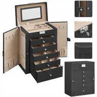 Biżuteria - akcesoria - Kuferek Na Biżuterię Szkatułka Organizer Z Lusterkiem Na Kluczyk - miniaturka - grafika 1