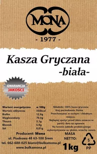 Kasza Gryczana Biała, Niepalona Mona 1Kg Polska - Kasza - miniaturka - grafika 1