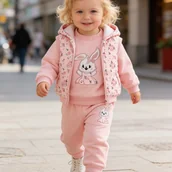 Spodnie i spodenki dla dziewczynek - TEMU Trzyczęściowy zestaw dla niemowląt na jesień i zimę, idealny na aktywności na świeżym powietrzu, składający się z bluzki z długim rękawem z - miniaturka - grafika 1