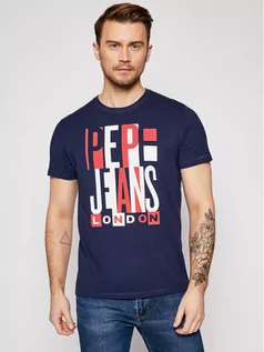 Koszulki męskie - Pepe Jeans T-Shirt Davy PM507739 Granatowy Regular Fit - grafika 1