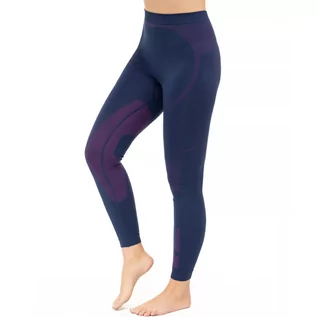 Spodnie sportowe damskie - Damskie legginsy termoaktywne Brubeck DRY LE13260  jeans/violet - S - grafika 1