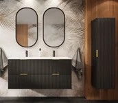 Inne meble do łazienki - Komplet czarnych szafek łazienkowych ryflowanych Z7-G13 - miniaturka - grafika 1