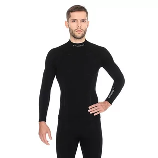 Bluzy sportowe męskie - Męska bluza termoaktywna Brubeck Extreme Wool LS11920 black - grafika 1