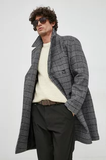 Płaszcze męskie - BOSS płaszcz wełniany kolor czarny przejściowy dwurzędowy - Boss - grafika 1