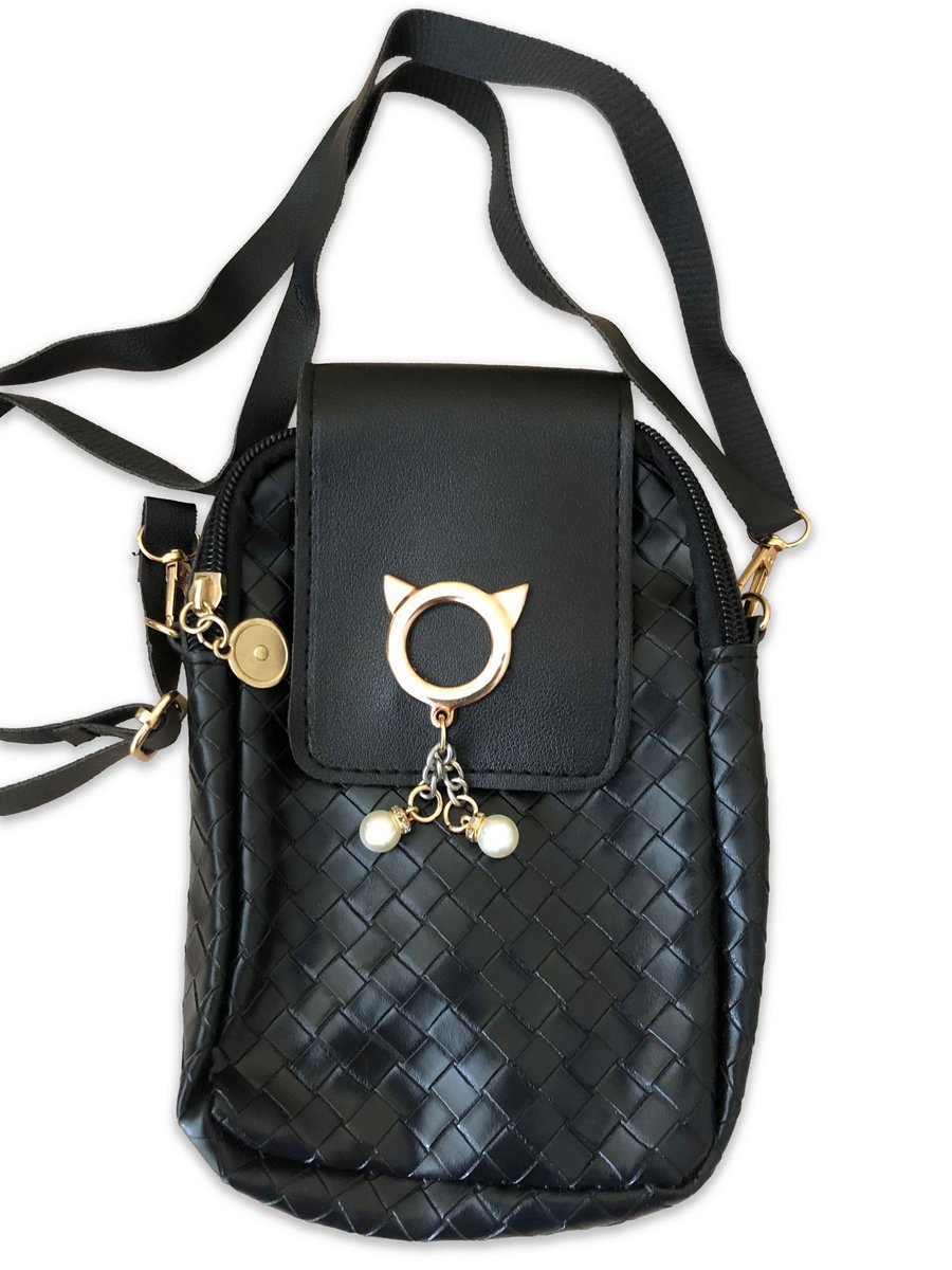 Torebka Listonoszka Rowerówka Torba Brelok Czarna