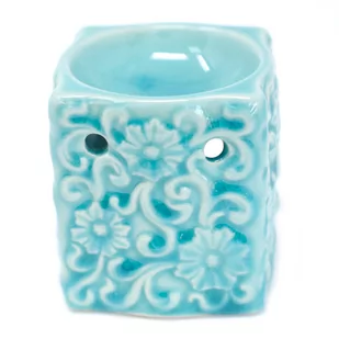 Klasyczny Ceramiczny Kominek Kwiaty - Niebieski - Świeczniki - miniaturka - grafika 1
