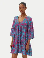 Sukienki - Selmark Sukienka letnia BL798 Turkusowy Relaxed Fit - miniaturka - grafika 1