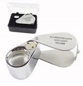 Mikroskopy i lupy - Lupa jubilerska kieszonkowa lupka 30x łezka chrom led 21007 - miniaturka - grafika 1