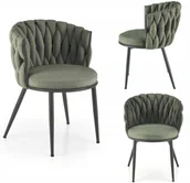Krzesła - Krzesło Tapicerowane Metalowe do Salonu Kuchni Oliwkowe Czarne K516 - miniaturka - grafika 1