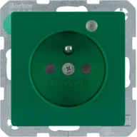Gniazdka elektryczne - Berker Gniazdo z kontrolą zasilania Berker Q.1/Q.3/Q.7 - zielony - miniaturka - grafika 1