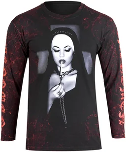 longsleeve AMENOMEN - SMOKING NUN (OMEN078LO ALLPRINT RED)-L - Koszulki męskie - miniaturka - grafika 1