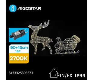Aigostar-LED dekoracja zewnętrzna LED/3,6W/31/230V 2700K 90/45cm IP44 renifer z saniami - Ozdoby bożonarodzeniowe - miniaturka - grafika 1