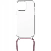 Etui i futerały do telefonów - Fixed Etui Pure Neck do iPhone 14 Pro, przezroczyste ze smyczą różową - miniaturka - grafika 1