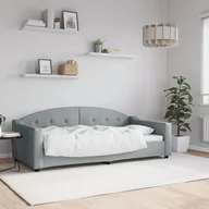 Sofy i kanapy - vidaXL Sofa z funkcją spania, jasnoszara, 90x190 cm, obita tkaniną - miniaturka - grafika 1
