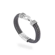 Bransolety męskie - Bransoletka męska czarna pleciona nowoczesna - miniaturka - grafika 1