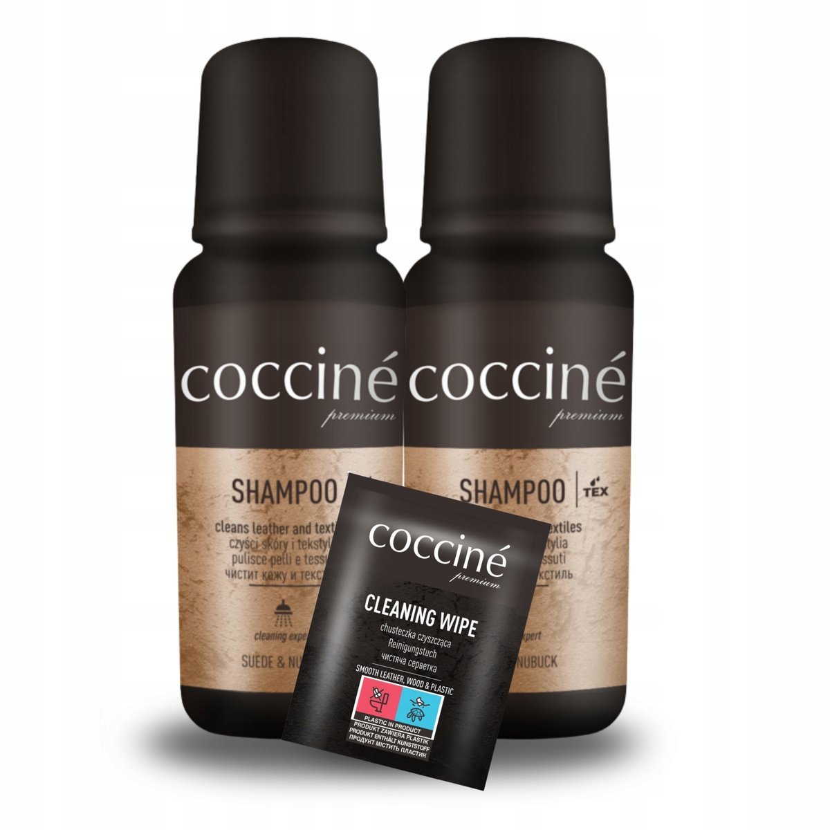 2x Szampon do Butów z Chusteczką do Czyszczenia Skóry Coccine Zestaw 3w1