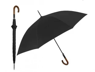 Parasol męski Perletti AC automatyczny długi czarny z drewnianą rączką - Parasole - miniaturka - grafika 1
