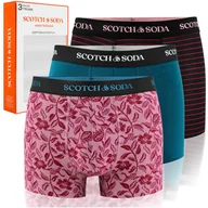 Majtki męskie - SCOTCH&SODA Bokserki Męskie 3 sztuki Bawełna Paski Wzór Czerwony L - miniaturka - grafika 1