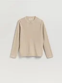 Swetry męskie - Reserved - Strukturalny sweter z bawełny - kremowy - miniaturka - grafika 1