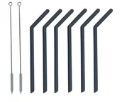 Słomki do napojów - Brunbeste Słomki silikonowe do napojów wielorazowe 6 szt. + czyściki 1097 1097 Kinghoff - miniaturka - grafika 1