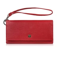 Portfele - Duży portfel damski skórzany czerwony z miejscem na telefon kopertówka Paolo Peruzzi T-141-RD - miniaturka - grafika 1