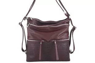 Torebka skórzana damska - worek / plecak A4 - Bordowa - Bordowy - Plecaki worki Torebka skórzana damska - worek / plecak A4 - Bordowa - Bordowy - Plecaki worki - miniaturka - grafika 1