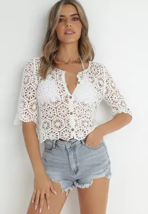 Biały Kardigan Narzutka Rosia - Swetry damskie - miniaturka - grafika 1