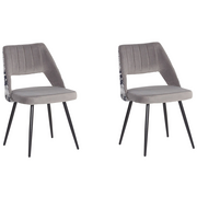 Krzesła - Beliani Zestaw 2 krzeseł do jadalni welurowy szary ANSLEY - miniaturka - grafika 1