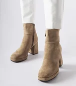 Botki damskie - Szare botki na masywnym słupku Itaf -38 - miniaturka - grafika 1