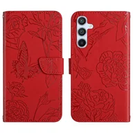 Etui i futerały do telefonów - Skórzane etui na telefon z klapką Skin Feel Butterfly Czerwony For Samsung Galaxy A56 5G - miniaturka - grafika 1