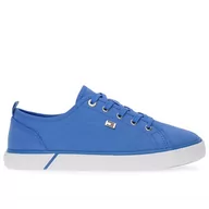 Trampki damskie - Buty Tommy Hilfiger Vulc Canvas FW0FW08063-C30 - niebieskie - miniaturka - grafika 1