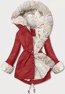 Kurtki damskie - PARKA Z FUTRZANĄ PODPINKĄ CIEMNOCZERWONA (5M763-6) - J STYLE - miniaturka - grafika 1