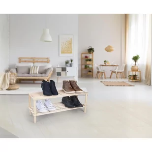 PÓŁKI REGAŁ NA BUTY 2 POZIOMY DREWNIANY ALPINA - Inne meble do salonu - miniaturka - grafika 4