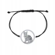 Bransoletki - Bransoletka Srebrna Kot Bengalski 925 sznurek Biżuteria Prezent GRAWER - miniaturka - grafika 1