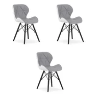 Krzesła - Krzesło LAGO ekoskóra - szaro-białe / nogi czarne x 3 - miniaturka - grafika 1