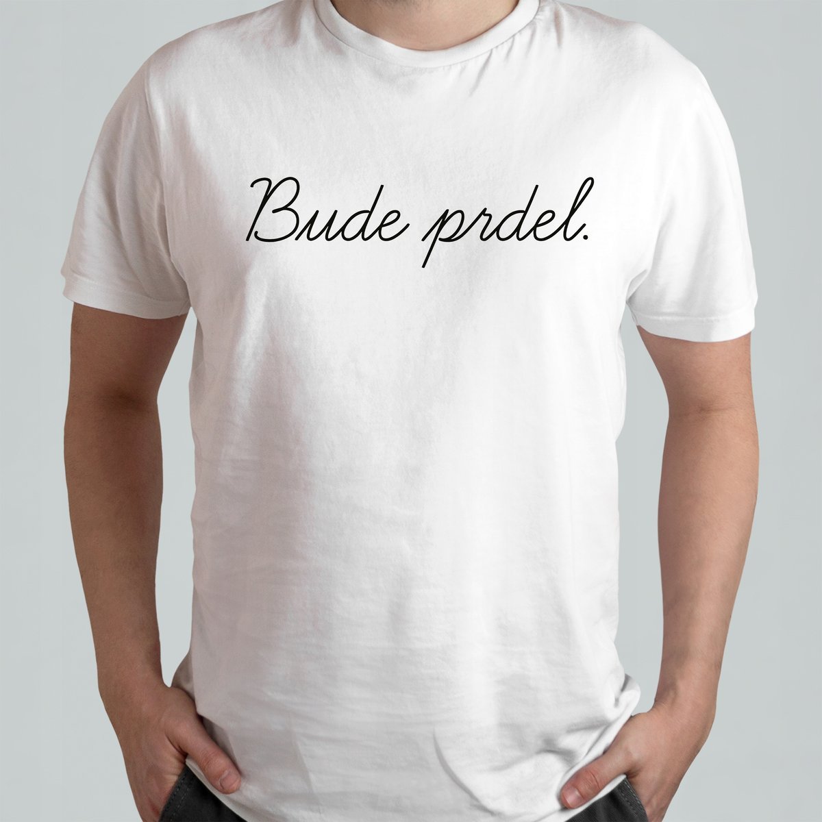 ŚWIĄTECZNA KOSZULKA MĘSKA ŚMIESZNA T-SHIRT Bude Prdel Napis Czechy r. L