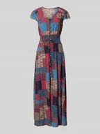 Sukienki - Długa sukienka z wiskozy z dekoltem w serek - miniaturka - grafika 1